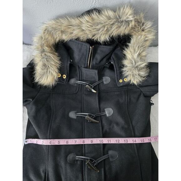 Alpine Swiss Duffy Womens Hooded Parka Fur Trim Wool Coat Toggle Button Jacket S - Picture 8 of 12